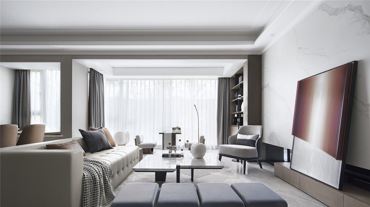  样板间|130㎡现代低奢风样板间, 柔和不乏雅致的高级感