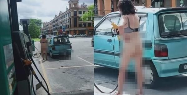 民众|几乎脱光！女穿黑内衣自助加油 民众全看傻