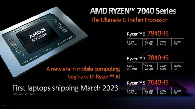 AMD 确认搭载锐龙 7040HS 处理器的设备将在几周内上市