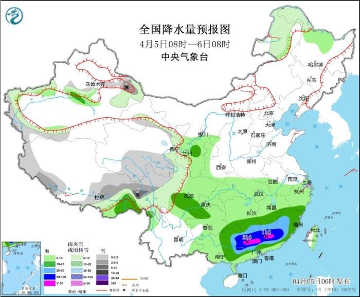 江南南部华南中北部有强降雨强对流