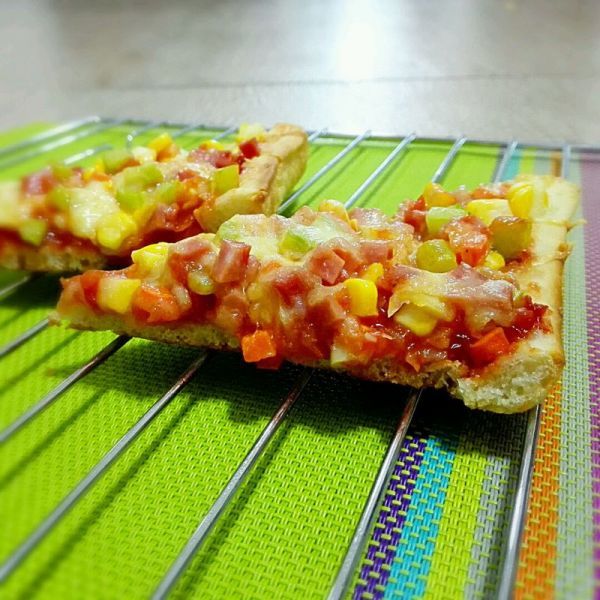  蔬菜|火腿丁蔬菜馅披萨