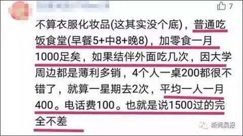  生活费|大一新生每月要4500生活费，网友：少了，至少1万吧