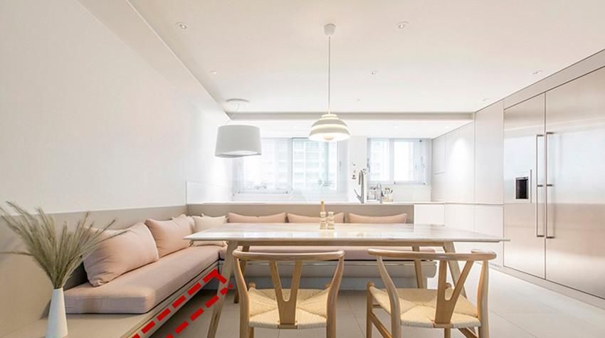 卡座设计|就模仿他家了! 餐厅卡座也能玩出花样, 悬空20公分圆弧形有讲究