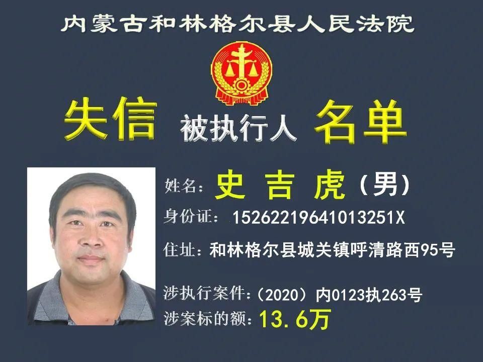 公布|曝光！呼和浩特又一批失信被执行人名单公布